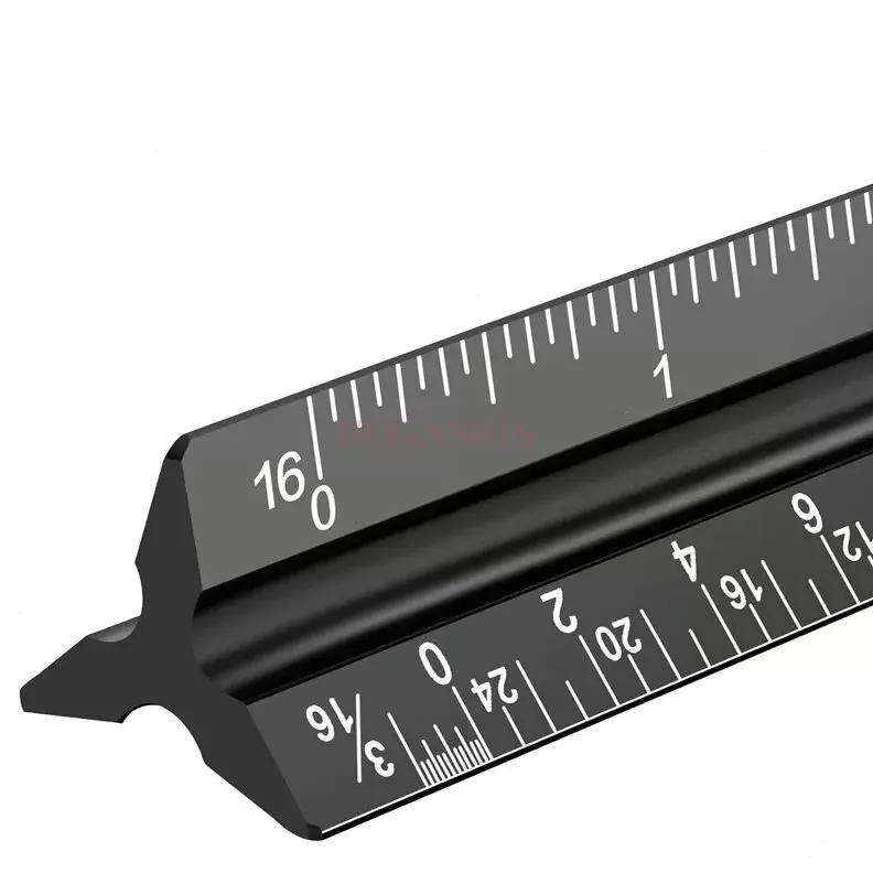 1pcs Aluminum alloy scale, inch triangular ruler, laser engraving drawing ruler, architectural design size scale