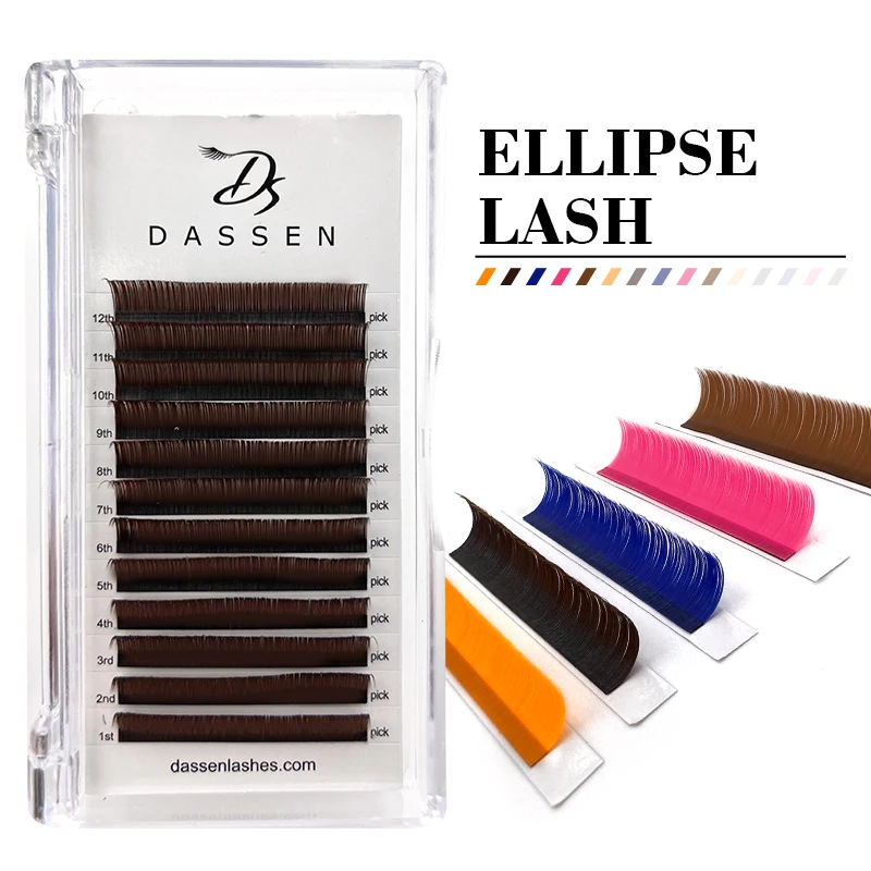 Dassen Color Brown Matte Flat Eyelash Extension Wholesale Mink False Ellipse Lashes Split Tips Supplies Lash Extensions L Curl