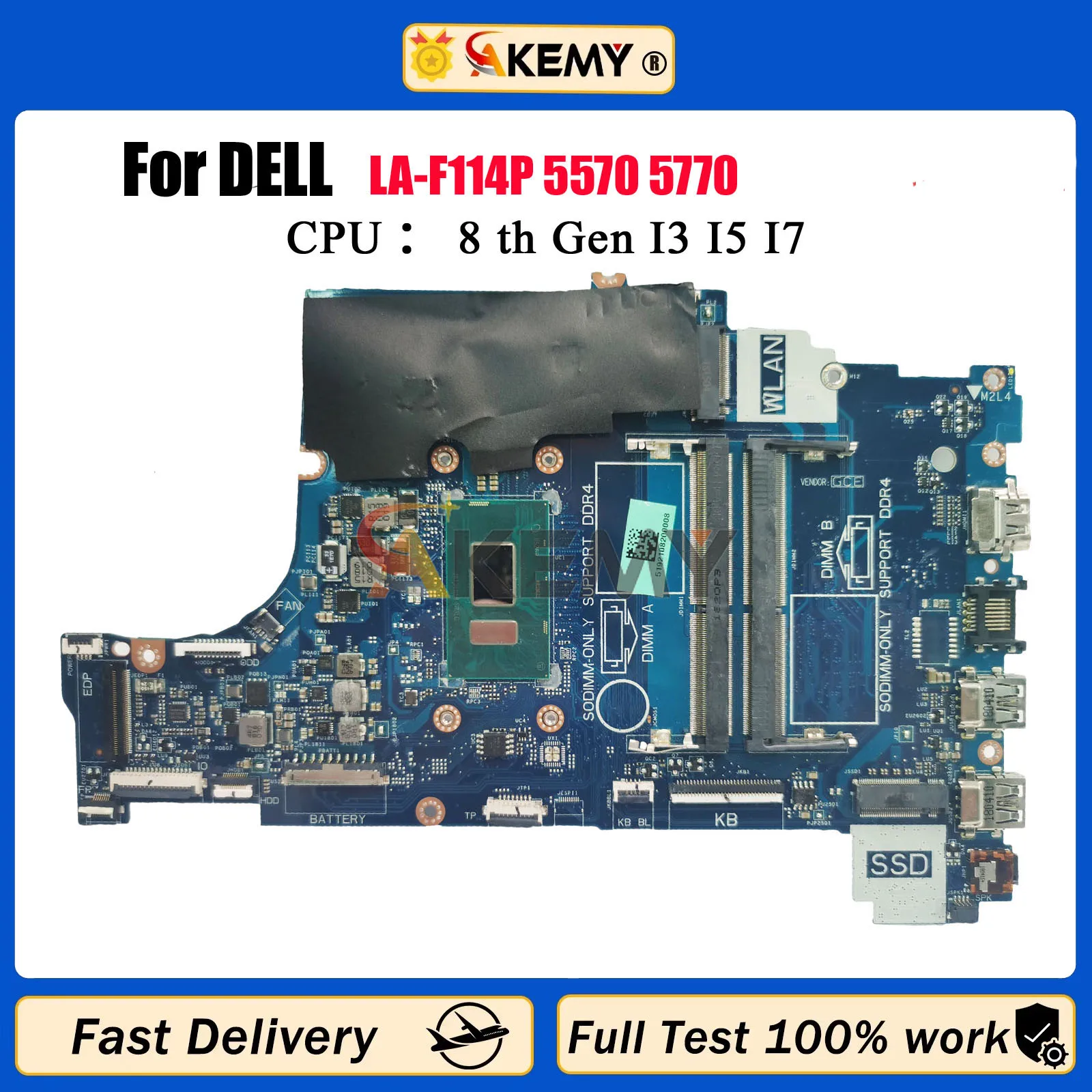 

For DELL Inspiron 15 5570 17 5770 Laptop Motherboard CAL60 LA-F114P CN-0V4K03 0V5DDM 0NM2C6 With I3 I5 I7 CPU 100% Fully Tested