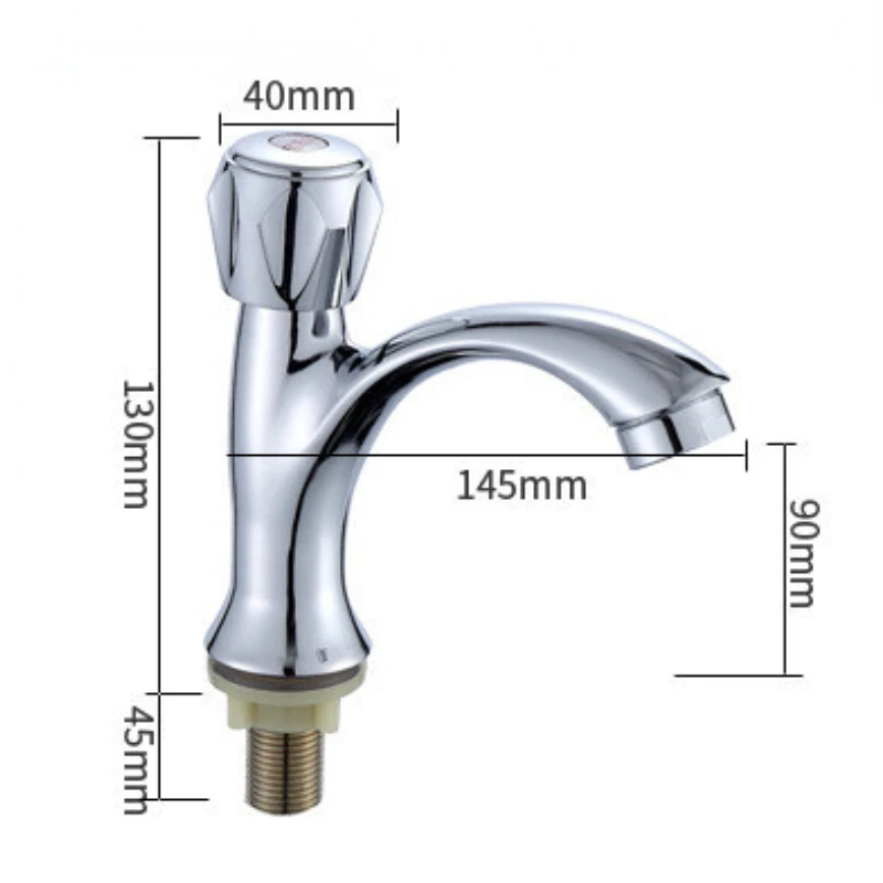 Imagem -05 - Torneira de Bacia de Refrigeração Única Torneira de Bacia de Água Fria Abertura Rápida Único Furo 90 Graus