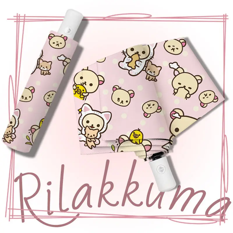 

Japanese cartoon cute rilakkuma umbrella sun protection ultraviolet rain dual-purpose sun umbrella folding vinyl umbrella
