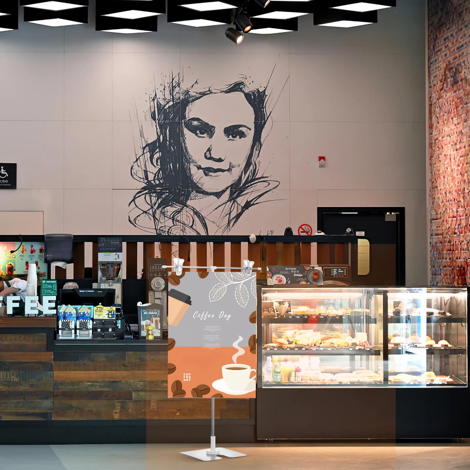 2 pcs T-Shaped Poster Adjustable Banner Retractable Metal Sign Holder Sturdy Display Stand For Posters Menus Banner Holder