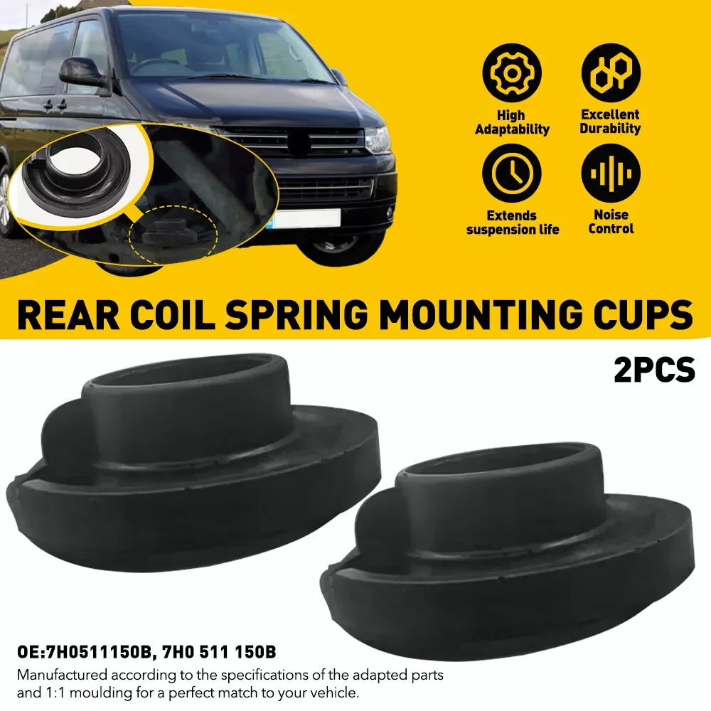 1 PAIR REAR LOWER RUBBER SPRING SEAT CUP MOUNT FOR VW T5 TRANSPORTER 2003-2015