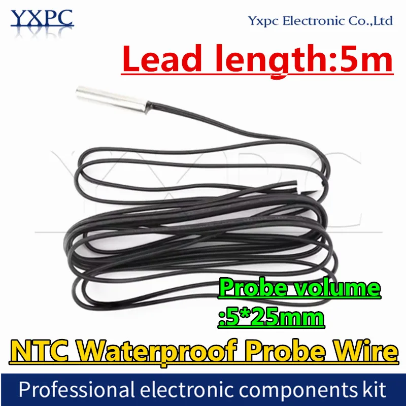 5m NTC Waterproof Probe Wire XH2.54 3950 3435 3470 2K 5K 10K 15K 20K 50K 100K 1% Precision Epoxy Thermistor Temperature Sensor