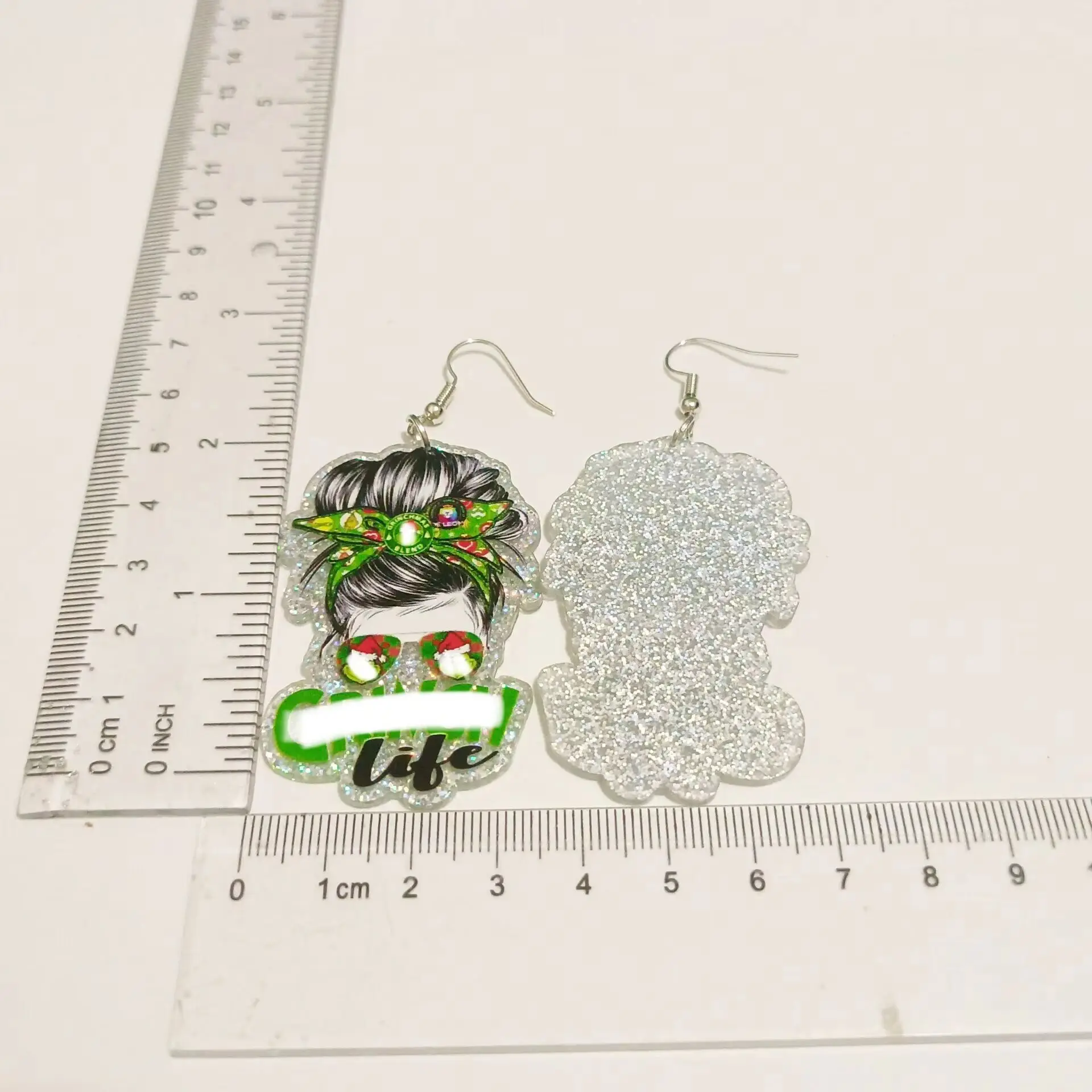 1 Pair Glitter Epoxy CNA Dog Mom Pendants Earrings Hot Mom Summer Syringe Frog Acrylic Drop Ear Rings For Women Jewelry Gifts