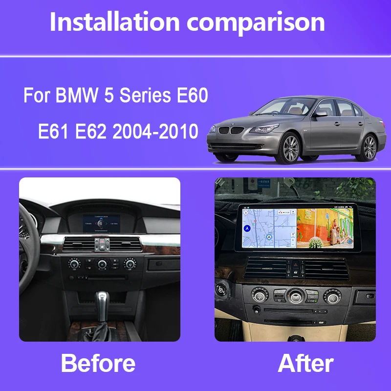 12.3 Inch For BMW 5 Series E60 E61 E62 2004-2010 Android15 Dual System 8Core Car Multimedia Player Car Radio GPS 4G WiFi Carplay