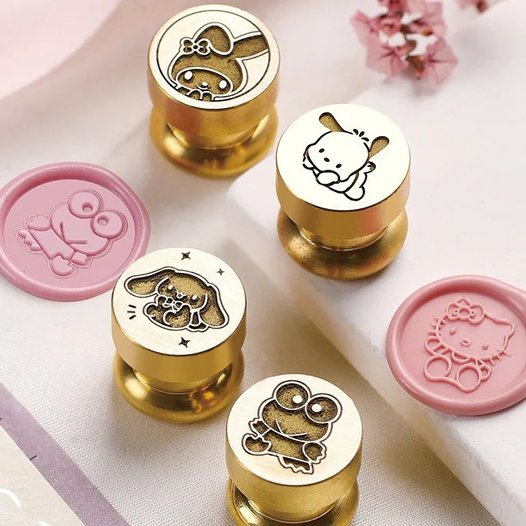 Sanrio Cinnamoroll Kuromi Cartoon Metal Wax Seal Embossed Stamp Head Retro Fire Paint Wax Sealing Stamp Head Anime Doll Decor