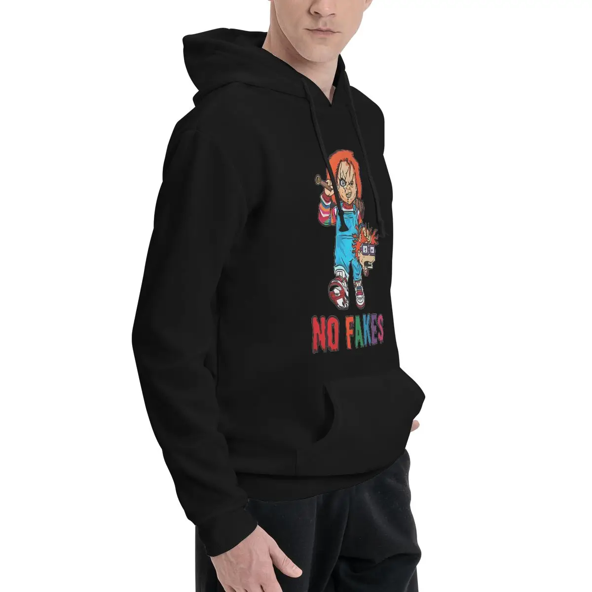 Hoodie keren pasangan Sweatshirt bulu tipis pria tanpa asap Chucky kapas murni mainan film horor Sweatshirt Hoodie jalanan