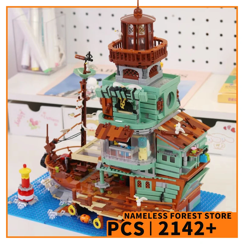 Fishing Village Hotel Micro Blocks Kits City View Wharf Building Bricks Toys Fisherman Shop Model Adult Kids Christmas Gifts NEW