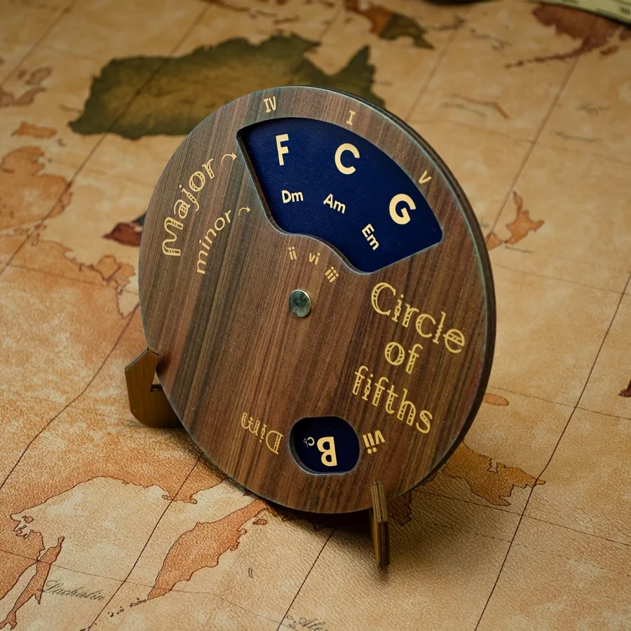 Circle of Fifths Wheel with Stand Wooden Melody Tool Guitar Piano Chord Tool Music Transpose Accessories For Beginner Songwriter - view 5
