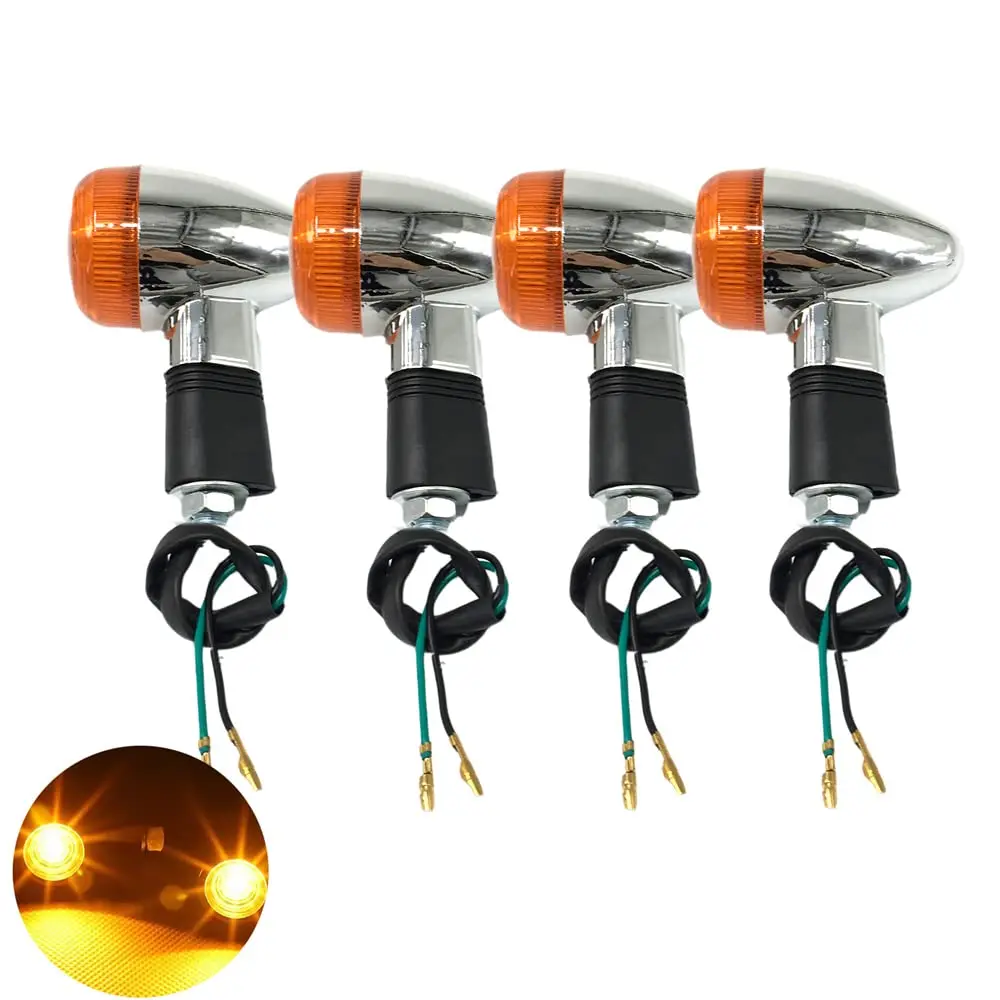 

Free Shipping - Universal 4pcs Motorcycle Turn Signals Chrome Bullet Front Rear Lights Compatible with Harley Honda Suzuki Yamah
