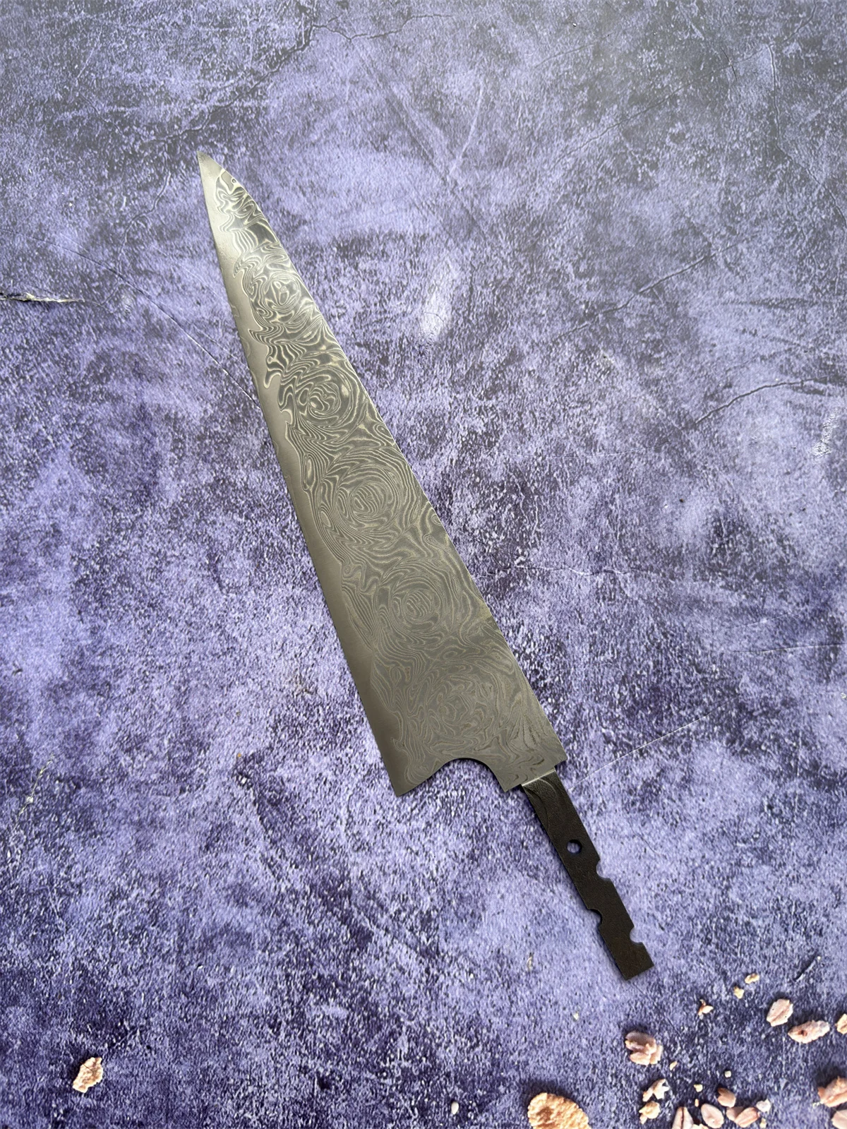 RHON 8inch DIY Boning Net Knife Blade VG10 Damascus Steel Salmon Fish Meat Filleting Sashimi  Split Slicing Blade without Handle