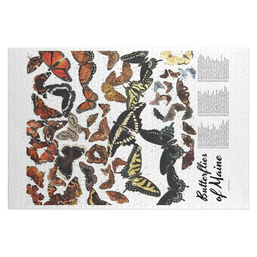 Butterflies of Maine Chart Jigsaw Puzzle Personalized Gift Ideas Wood Adults Puzzle