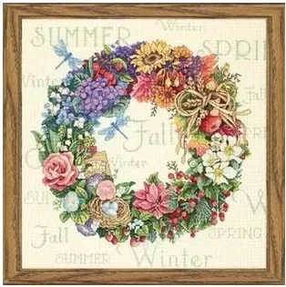 Top Quality Beautiful Lovely Counted Cross Stitch Kit Wreath For All Seasons Season Spring Summer Autumn Winter dim 35040