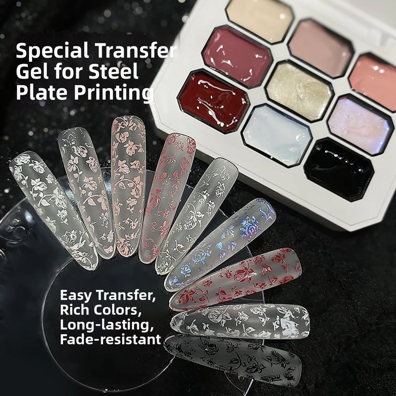 2026 New Collection: Specialized Stamping Gel for Nail Art – 9-Grid Palette for Embossed Transfer Designs Nail Supplies