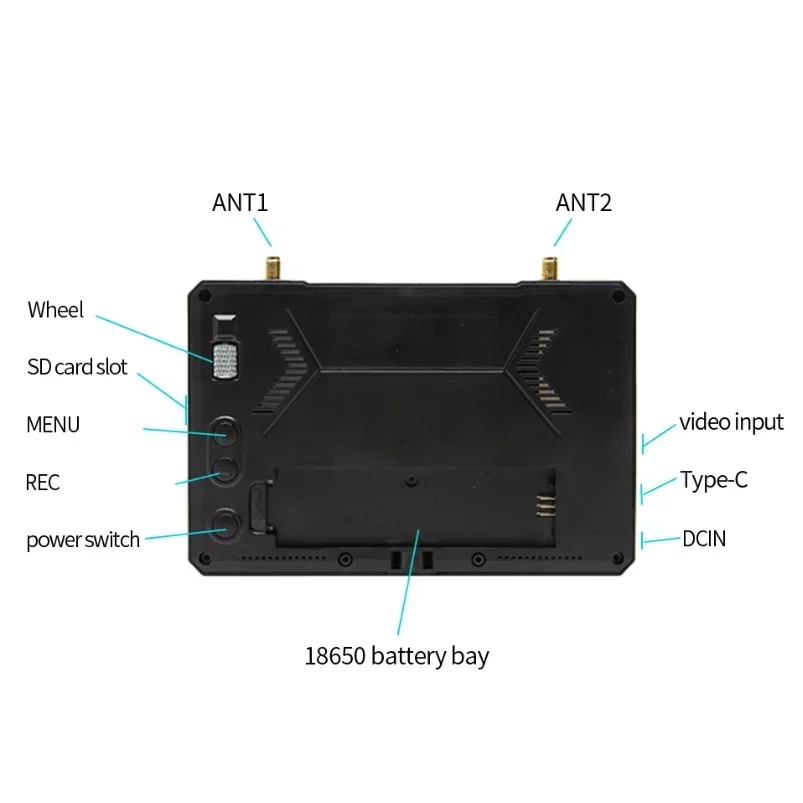 Skyzone M5f Dvr Fpv Monitor 5Inch Lcd 800X480 Highlight Screen Bulit-In 5.8G 48ch Steadyview Ontvanger Koellichaam Ventilator 2-6S Lipo