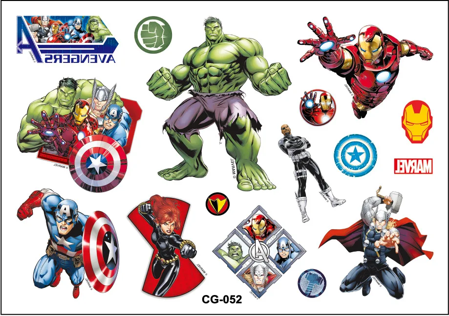 Os Vingadores Tatuagem Adesivos Tema Disney Impermeável Original Superhero Sticker Birthday Party Supplies Cartoon Kids Boys Gift