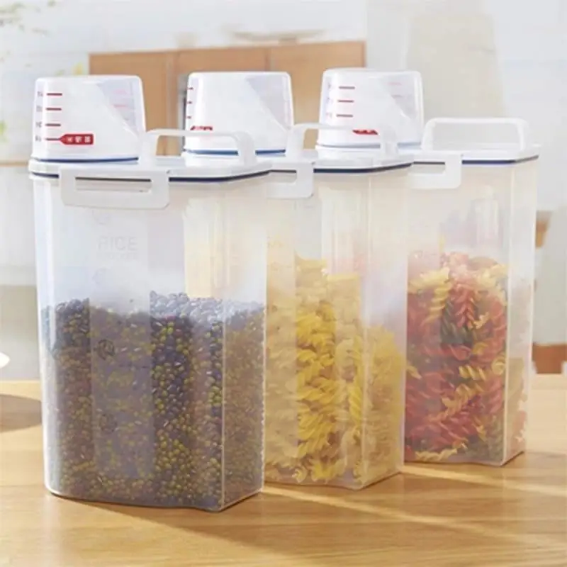 Plastic Cereal Dispenser Storage Box Kitchen Food Grain Rice Container Nice Rice Storage Box Flour Grain Storage Can