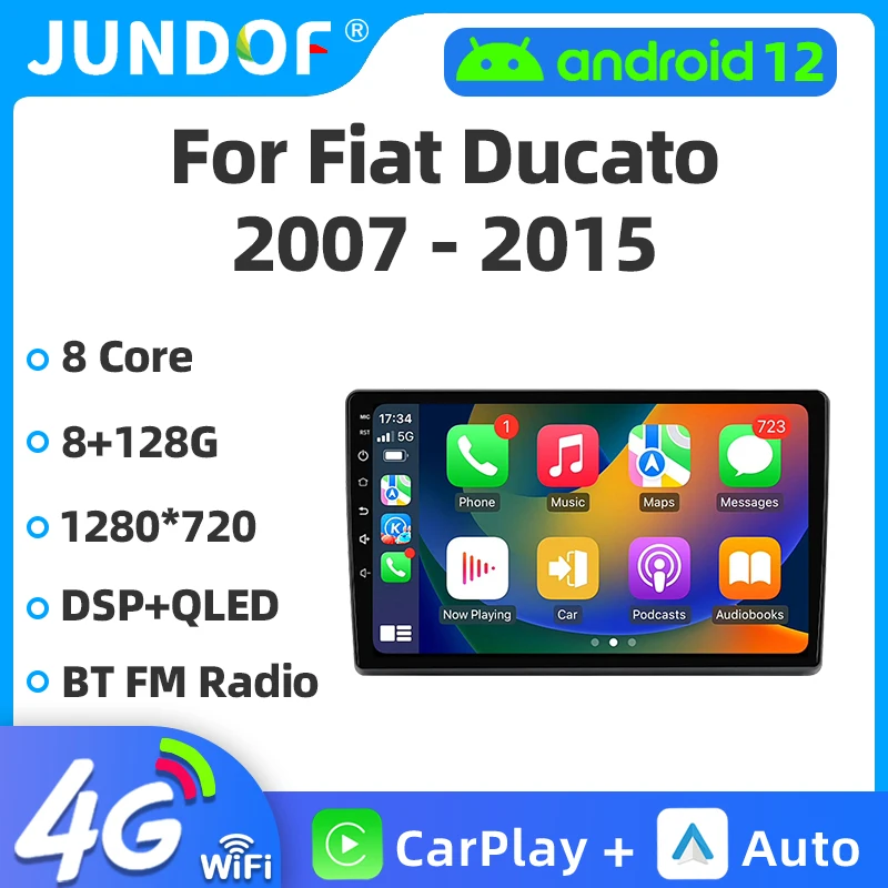 

Jundof Android 12 Car Radio For Fiat Ducato 2007-2015 Car Multimedia Video Player GPS Navigation Wireless Carplay 2Din Head Unit