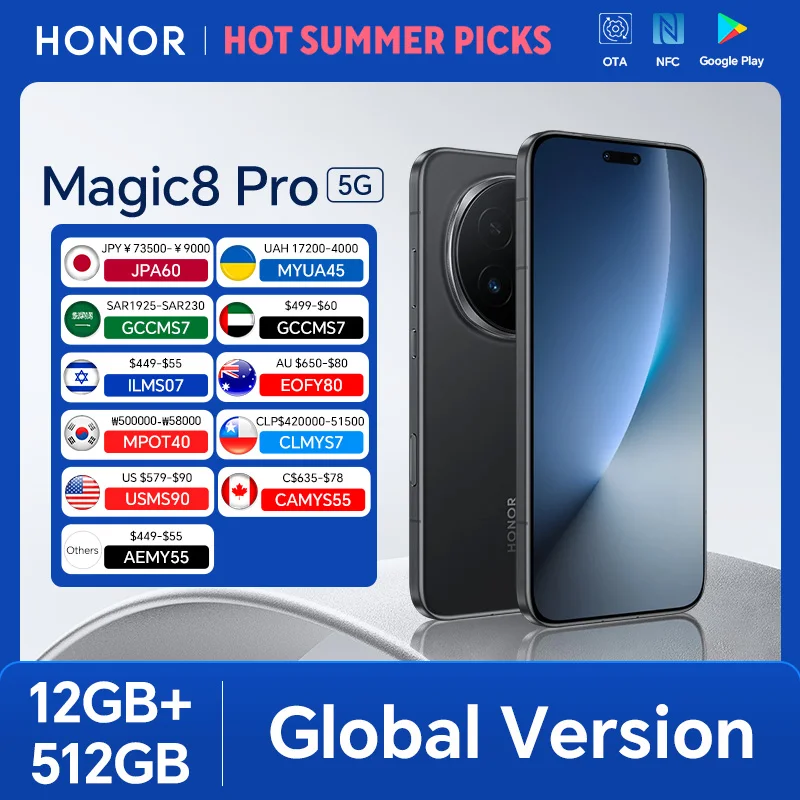 2026 New HONOR Magic8 Pro Global Version 12GB+512GB 6.71'' 120Hz OLED Screen 200MP Cameras 7100mAh 100W SuperCharge Android 16
