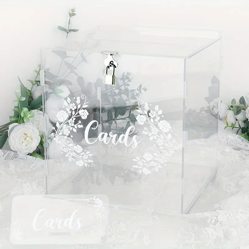 Wedding Card Box For Wedding Reception, Clear Card Boxes With Lock  Acrylic Clear Card Boxes Gift Card Box Money Box Holder