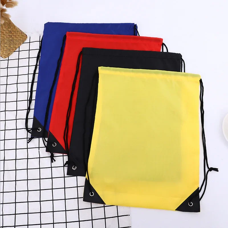 Nylon Color Portable Sports Bag Thicken Drawstring Belt Riding Backpack Gym Drawstring Shoes Bag Clothes Backpacks Waterproof