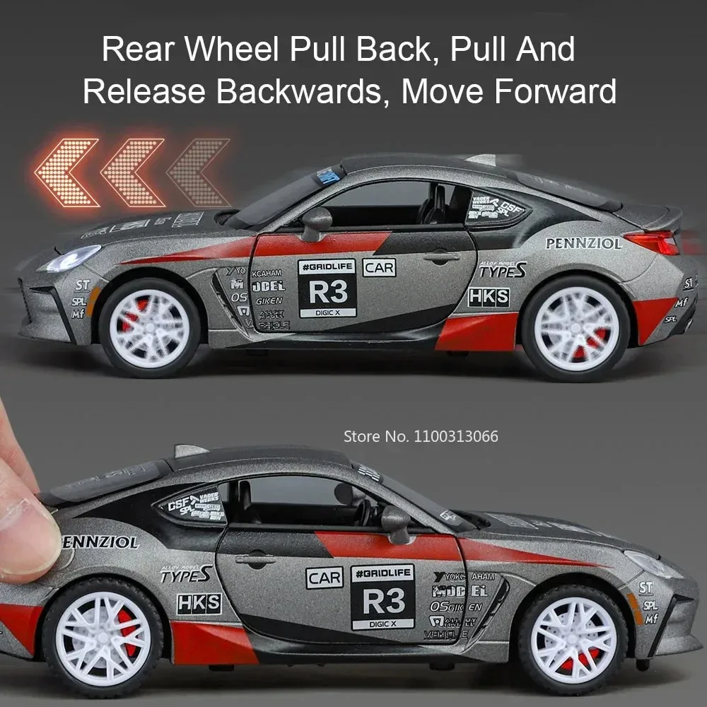 1:32 GR86 M4 jouets modèles voitures alliage moulé sous pression Miniature voiture jouet lumière musique roue retirer véhicules pour enfant en bas âge enfants cadeaux