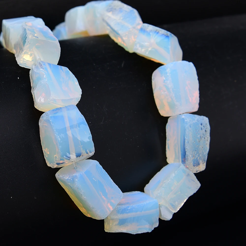 APDGG 16x20mm Natural White Opal Color Glass Rough Square Nugget Loose Beads 15" DIY Accessories Beads view 5