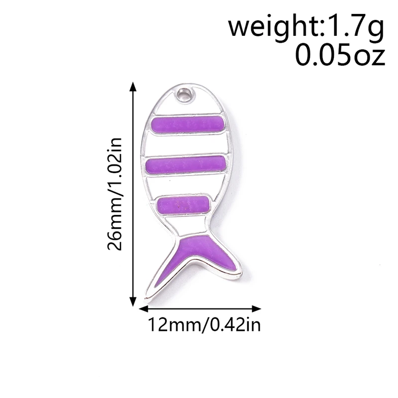 5 Stück 12x26mm Niedliche Bunte Emaille-Fisch-Anhänger für die Herstellung von Ohrhängern, Halsketten, Armbändern, DIY-Handwerk und Schmuckzubehör – Detail 1