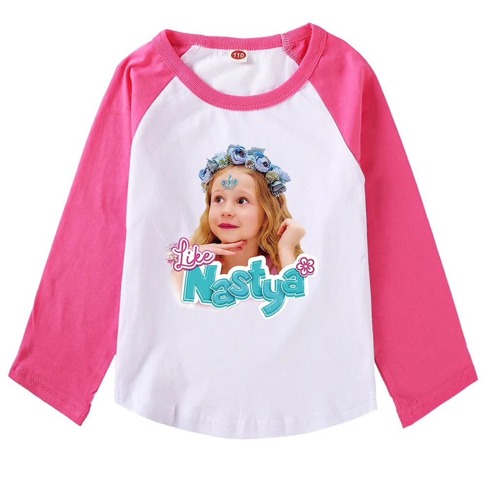 2024 Spring Summer Long Sleeve T-shirt Kids Graphic Pullover Russian Like Nastya Boys Girl T-Shirts O-Neck Children's Clothing