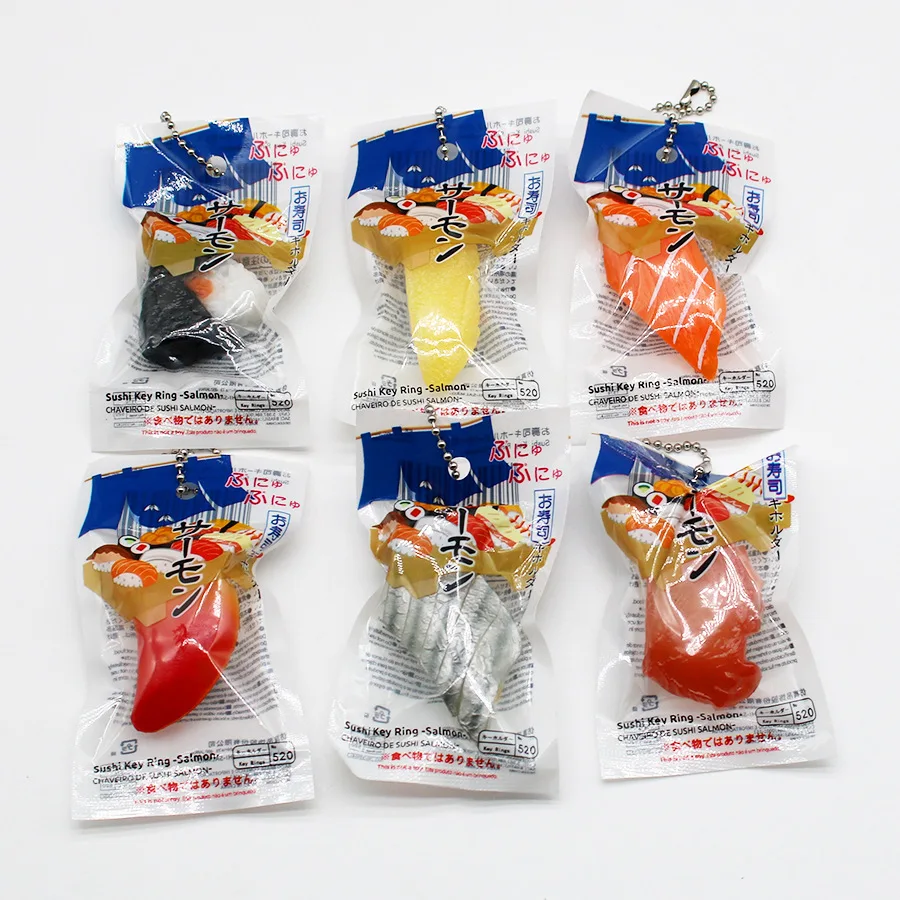 LLavero de sushi japonés realista, juego de comida creativa, colgante de sushi de cocina japonesa, bola de arroz, colgante de sushi de salmón