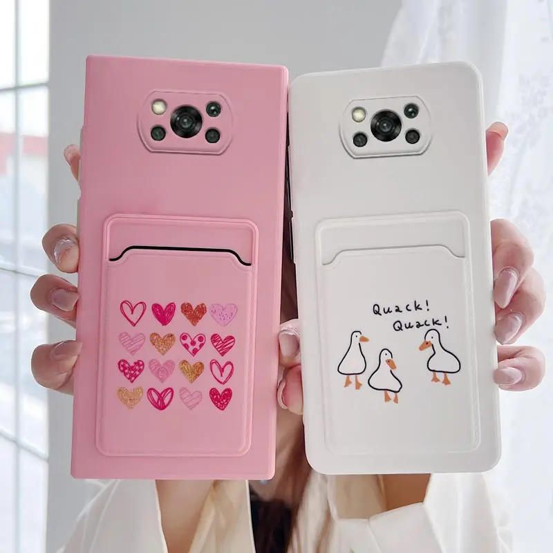 Xiaomi用カードホルダー付き漫画電話ケース,x3,nfc,x3,pro,x4,m4,prof3,x2,m5,x3,x4,gt,poko,x3pro,g,5g