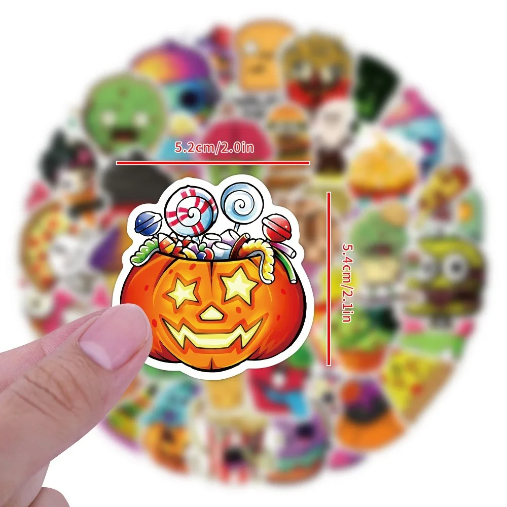 60 pçs halloween engraçado série de alimentos dos desenhos animados graffiti adesivos mala copo água guitarra scooter telefone móvel diy decoração decalques