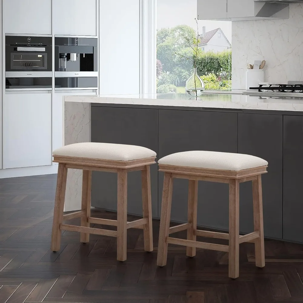 

Sophia & William Bar Stools Set of 2, Modern PU Leather Counter Height Bar Stools, 24" Bar Stools with Solid Wood Legs, Creamy W