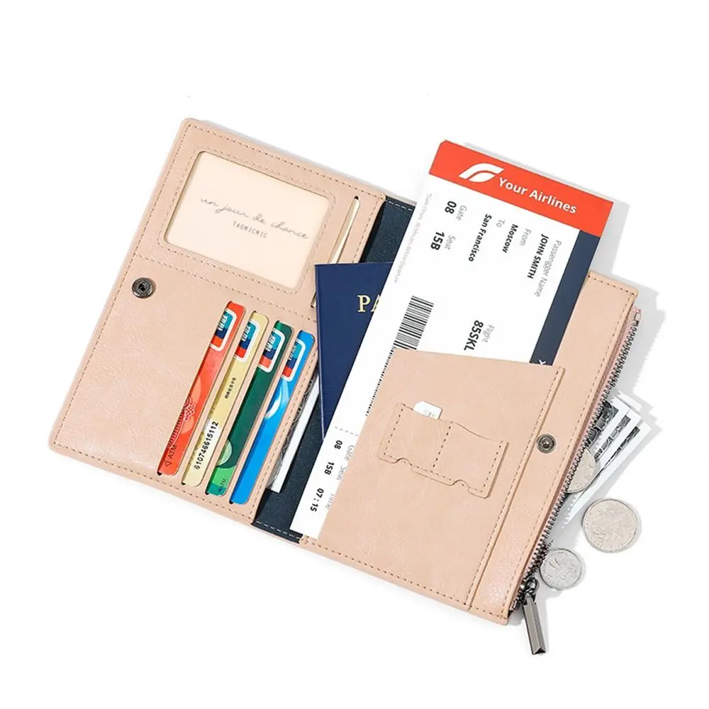 Portable Multicolor Passport Cover PU Anti Theft Certificates Passport Bag Accessories Large Quality Card Holder