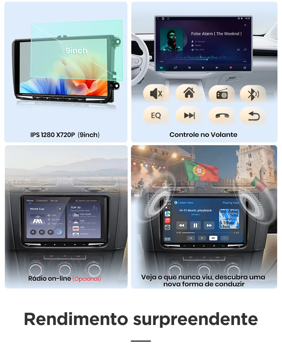 Junsun 7/9 Zoll IPS Android 15 Autoradio für VW Golf 5 6 Passat B6 B7 CC Polo Jetta Tiguan Touran T5 Caddy Skoda Octavia Yeti Fabia Seat Ibiza Leon Kabelloses CarPlay Android Auto 8-Kern GPS Bluetooth DSP RDS SWC 2 Din Autoradio – Detail 10