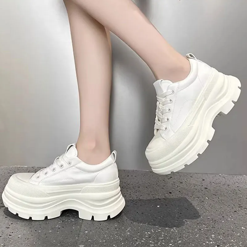 Women Multi Layer Platform Sneakers Lace Up Round Toe Casual Skate Shoes Streetwear Walking Trainer Footwear Casual Sports Shoes - view 4