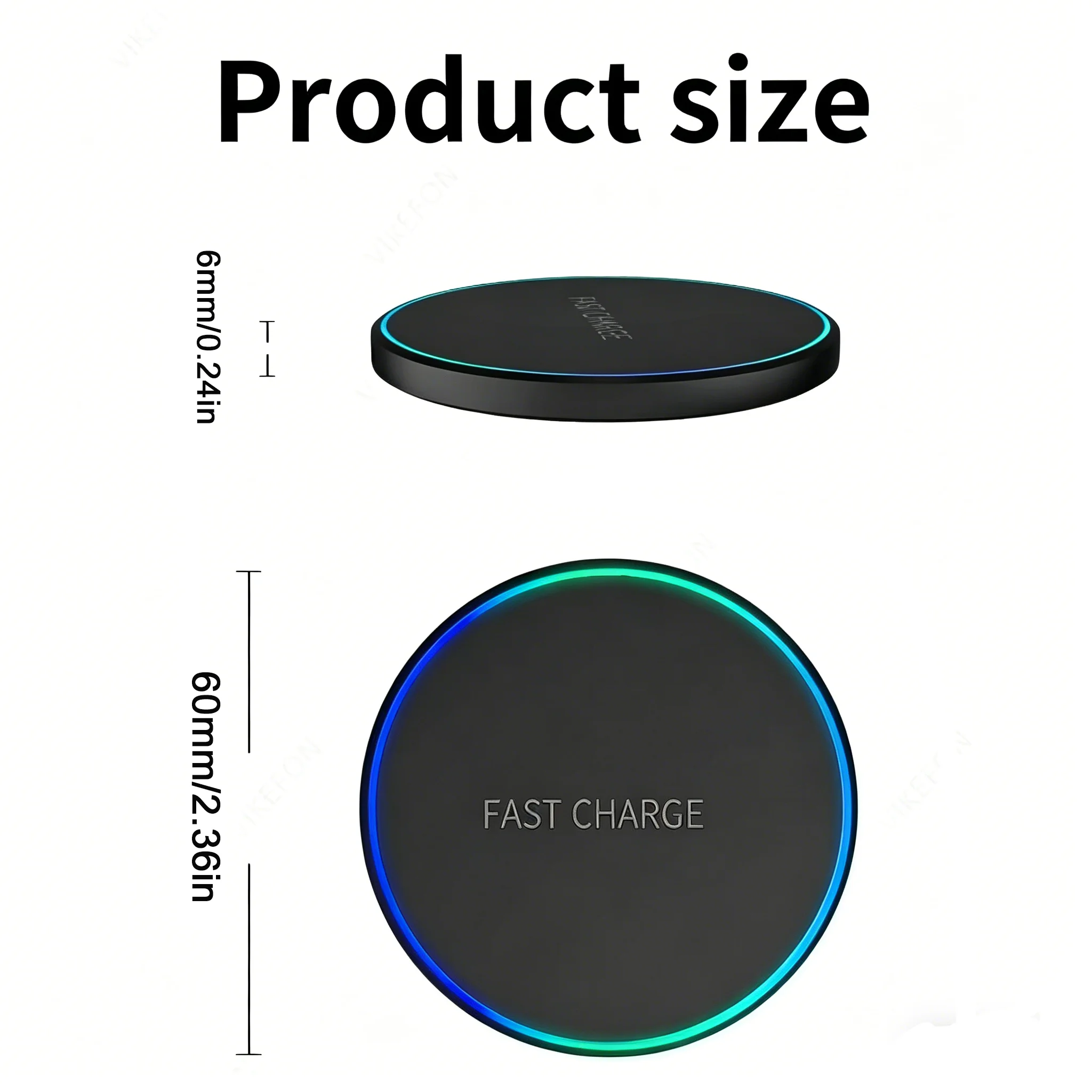 Wireless Charger, Compatible with iPhone, Samsung Phones & Apple Earphones. Induction Fast Charging Dock Pad, Compact & Portable