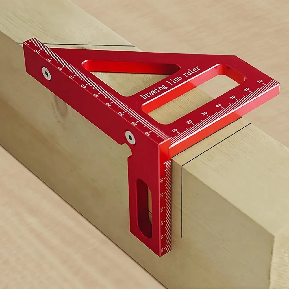 1pc Aluminum Alloy 45°/90° Miter Triangle Ruler, Woodworking Square Protractor, 3D Multi Angle Layout Measuring Tools
