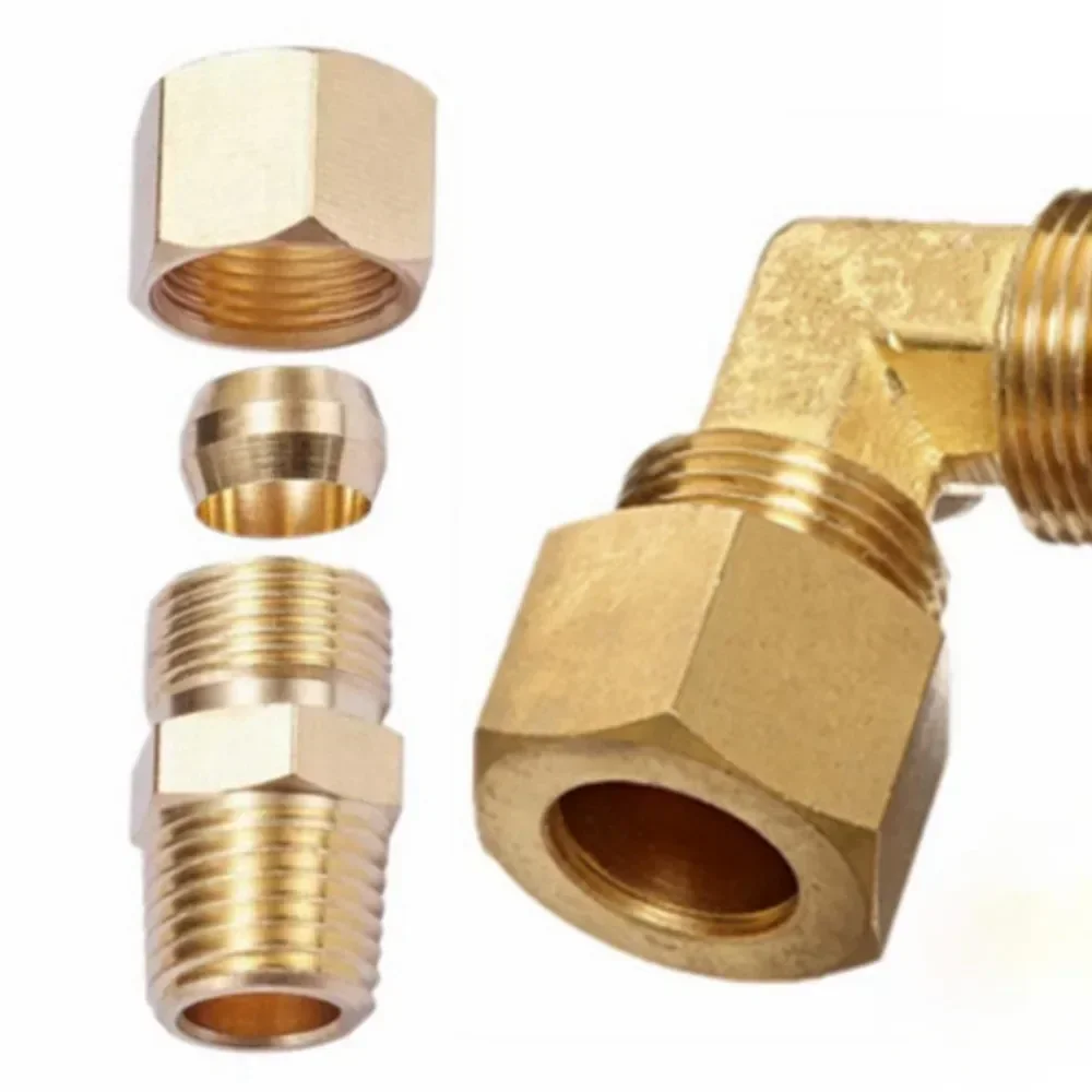 Proste kolanko 1/8" 1/4" 3/8" 1/2" NPT męskie x 3/16 1/4 5/16 3/8 1/2 5/8 cala Złączka zaciskowa mosiężna do rur gazowych i paliwowych