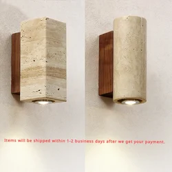 2024 Wabi Sabi Yellow Marble Wall Lamp Led Bedside Living Room decor Lights Travertine Stairs Corridor home Decoration Sconce