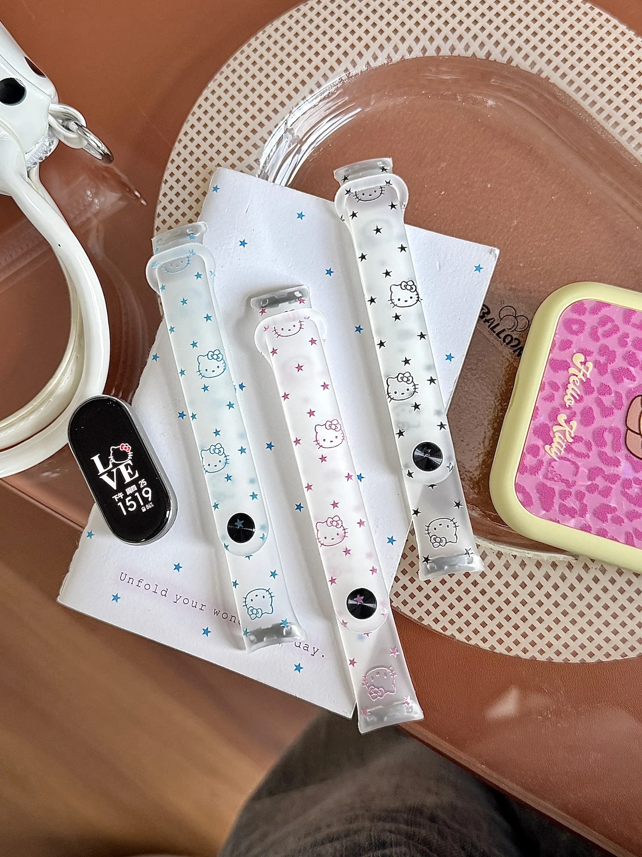 Star Print For Hello Kitty TPU Strap Fit For Xiaomi Band 7 8 9 10 Transparent Soft Adjustable Sports Replacement Wrist Accessory