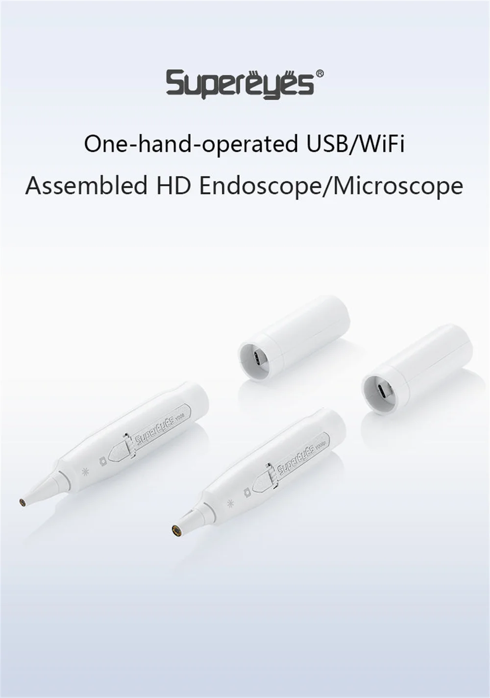 Supereyes Y008 2MP 1080P 1-500X USB/WIFI Visual EarPick Endoscope Otoscope Cleaner Digital Microscope For Hair Nose Skin