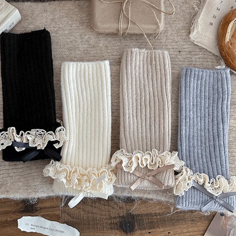 Fashion Polyester Girls Leg Warmers Thickened Fabric Stretchy Fit Calf Socks Lolita Knitted Texture Leg Gaiters Daily Leg Warmth