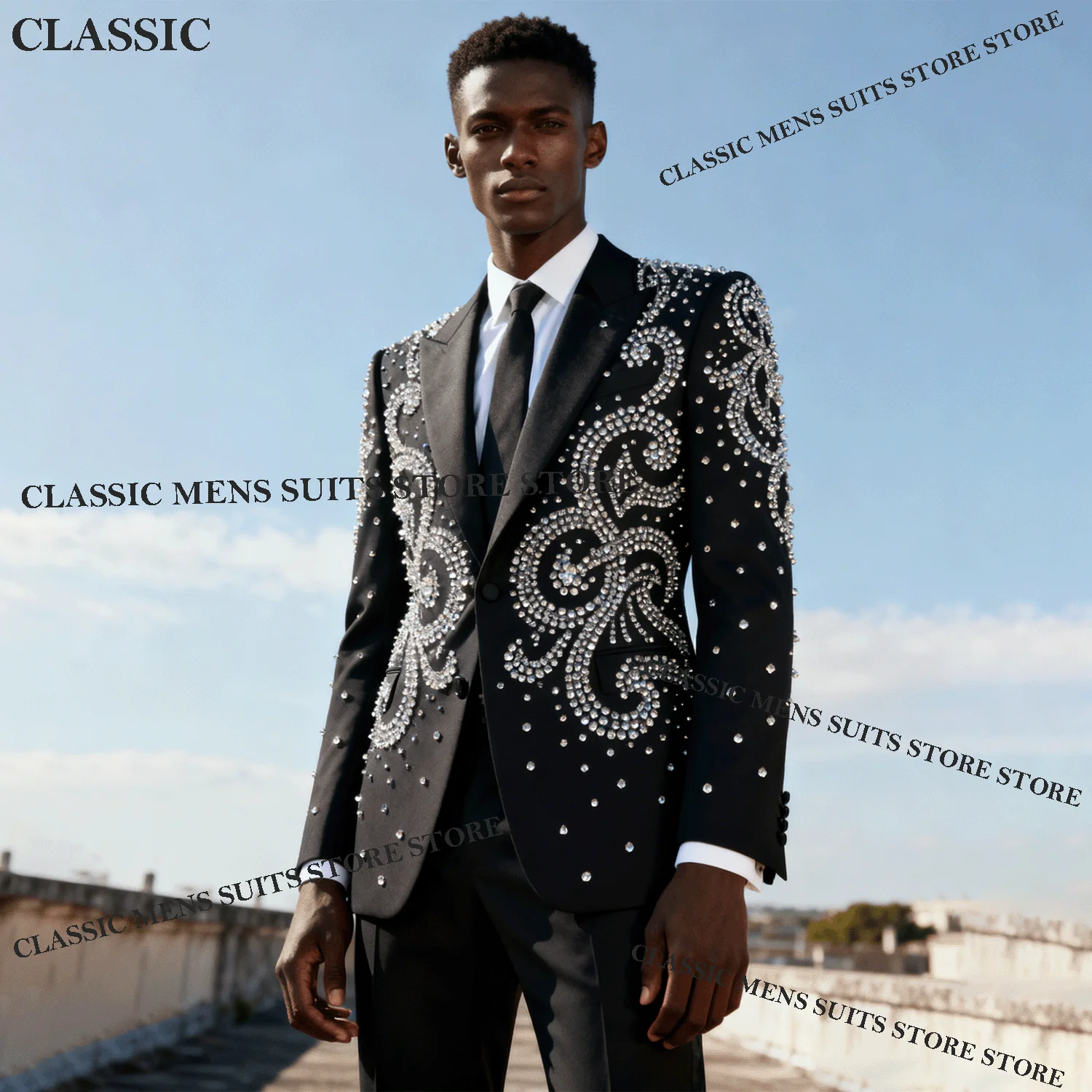 

Модный металлический ювелирный орнамент, смокинг, мужские костюмы по индивидуальному заказу, комплект из 2 предметов, свадебный мужской пиджак для жениха, тонкий вечерние Ternos Completo