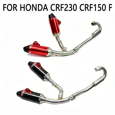 Dirt Pit Bike Motocross Complete Dual Exhaust Twin Muffler Pipes System with Bracket + Rear Air Cover for Honda CRF230 F CRF150