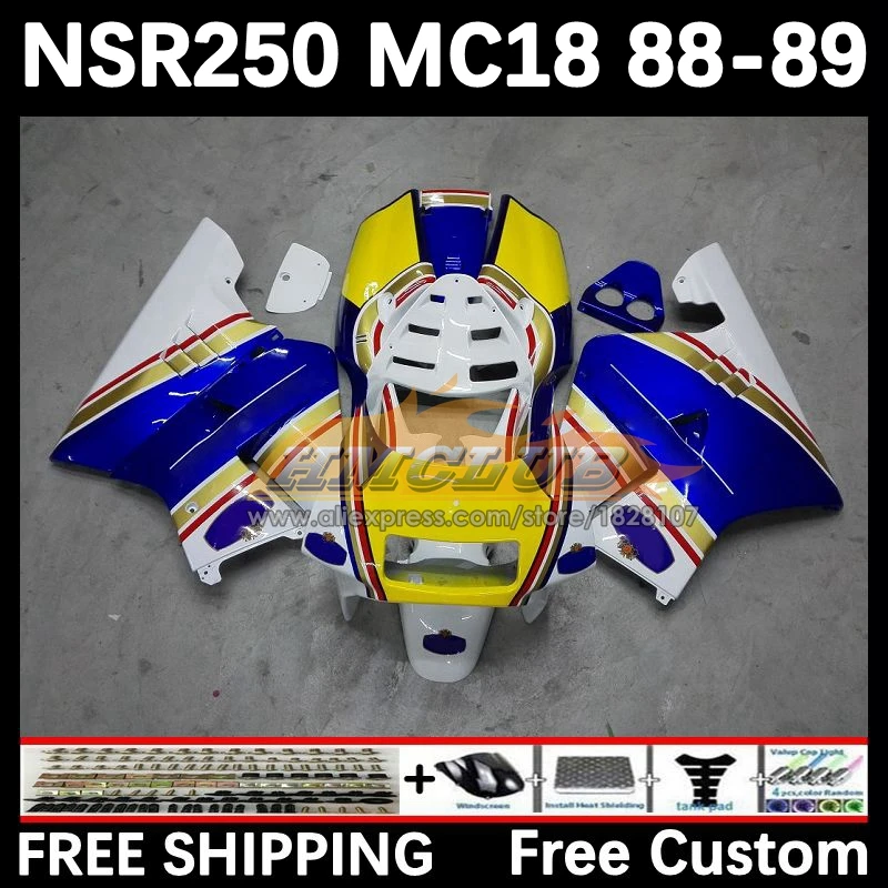 Body For HONDA NSR 250 R MC18 PGM2 NSR 250R NS250 NSR250R 88 89 93No.60 MC16 NSR250 R RR NSR250RR 1988 1989 Fairing blue white