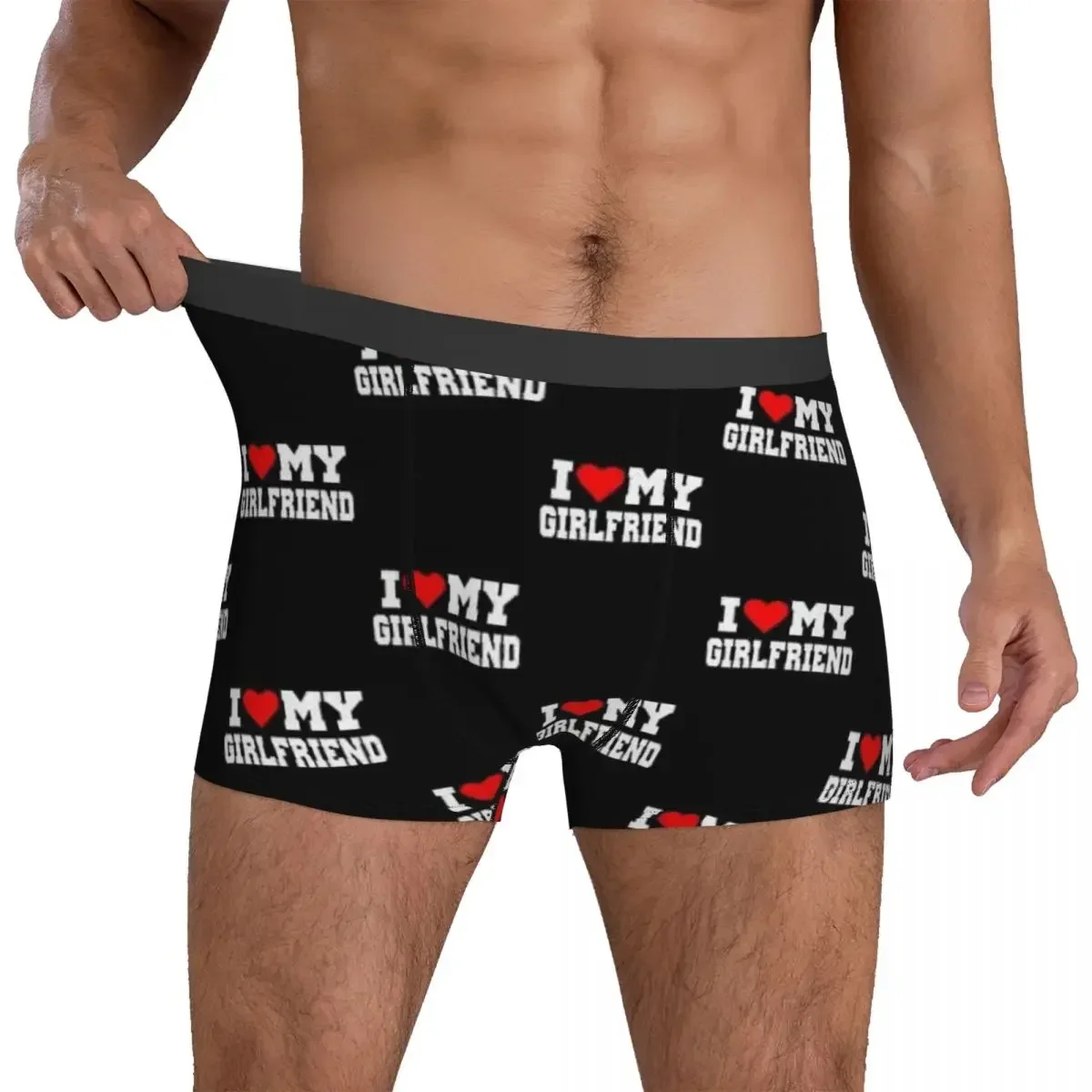 Boxer Underpants Shorts I Love My Girlfriend Panties Men\'s Soft Underwear For Homme Man Boyfriend Gifts