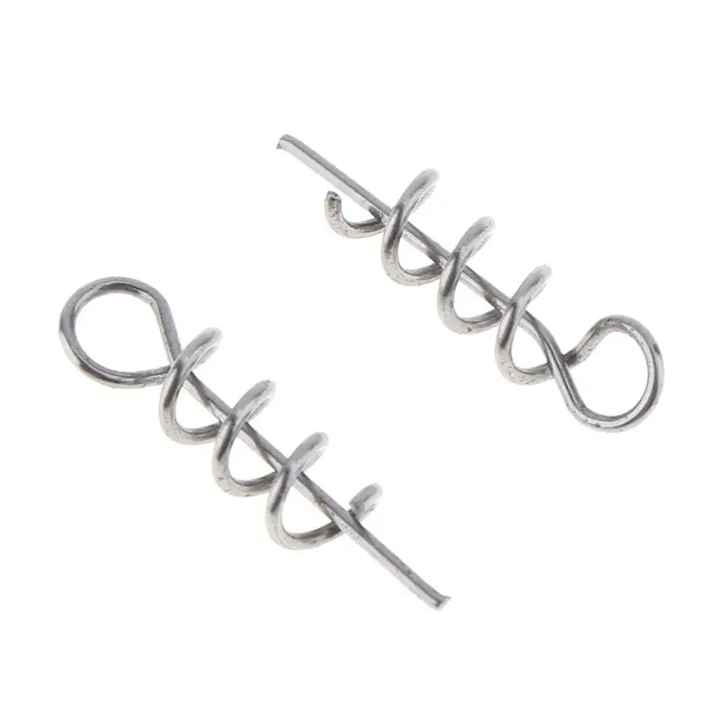 100Pcs Spring Twist Lock Fishing Hook Centering Pin For Soft Lure Bait Worm Crank