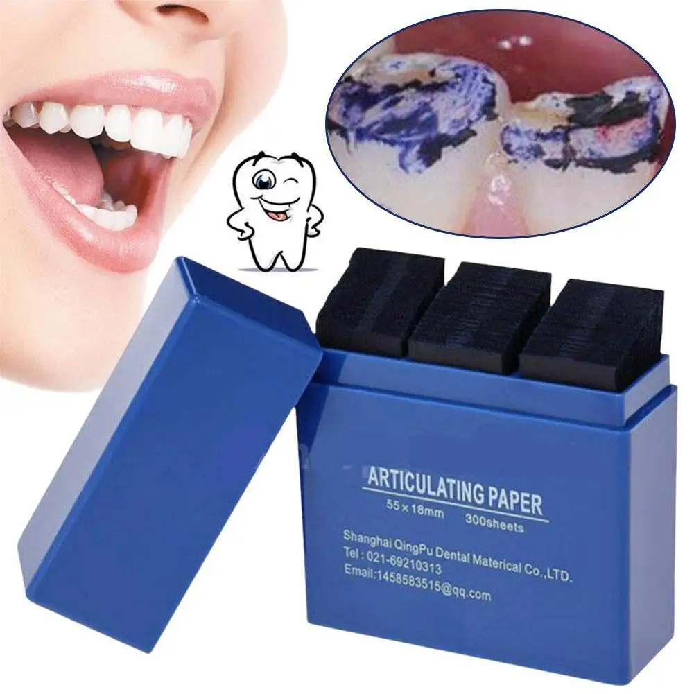 Tiras de dientes de papel articulado Dental, de doble cara, 55x18mm, blanqueamiento azul, 300 hojas por caja, nueva gama